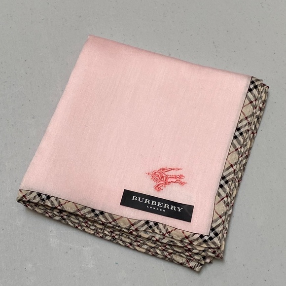 100% Authentic NWT Burberry Pink Tartan Scarf Handkerchief Made in Japan - Picture 6 of 14